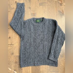 Vintage Doogan Donegal Cable Knit Wool Fisherman Sweater Navy Men’s Large